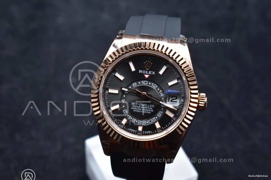Best A23J Gray Upgraded Oysterflex Skydweller RG 1104 Edition Strap on Noob Dial 1012